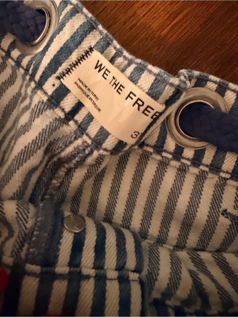 We The Free Blue and White Striped Wide Leg Jeans - Picture 2 of 5